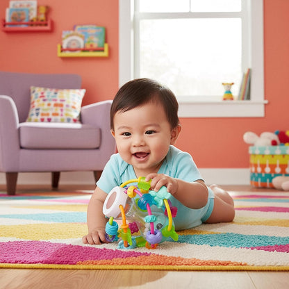 PLAYGRO Play and Learn Ball gryzak chwytak z grzechotką i lusterkiem 14 cm – zdjęcie produktu 3