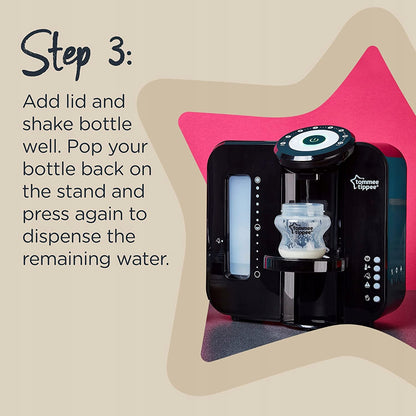 TOMMEE TIPPEE Perfect Prep EKSPRES DO MLEKA 2 min czarny podgrzewacz do mleka, etap 3 użycia