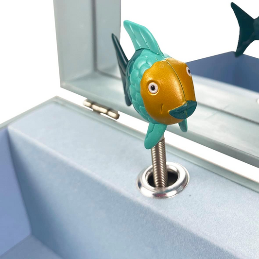 TROUSSELIER boîte à bijoux avec boîte à musique à remontoir phosphorescente POISSON