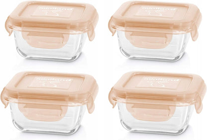 MINILAND recipientes de vidro para alimentos NaturSquare 160 ml 4 peças COELHO