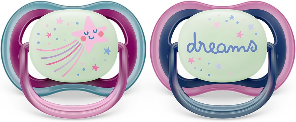 PHILIPS AVENT Ultra Air Night sucettes x 2 6-18m BRILLENT DANS LE NOIR