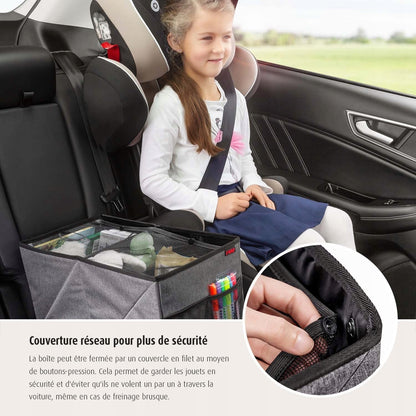 REER TravelKid organizer składany do samochodu z zamykaną siatkową pokrywą, do bezpiecznego przechowywania zabawek i akcesoriów