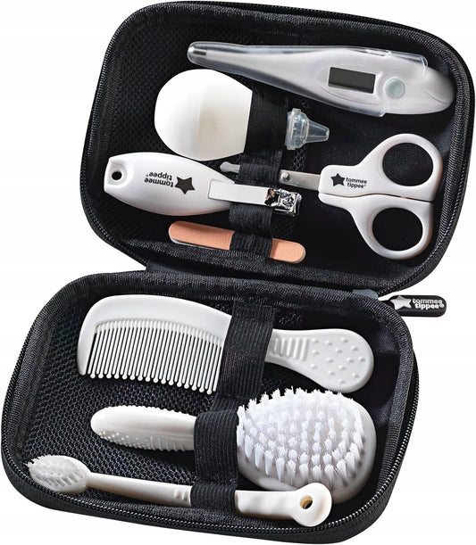 TOMMEE TIPPEE CareProtect zestaw do pielęgnacji dziecka 9 elementów + etui, biało-czarny