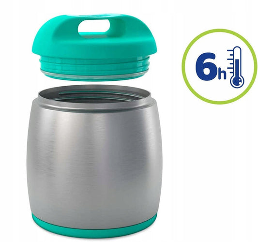 CHICCO termos ze stali 350 ml 6h, pojemnik termiczny 6m+ zielono-metaliczny