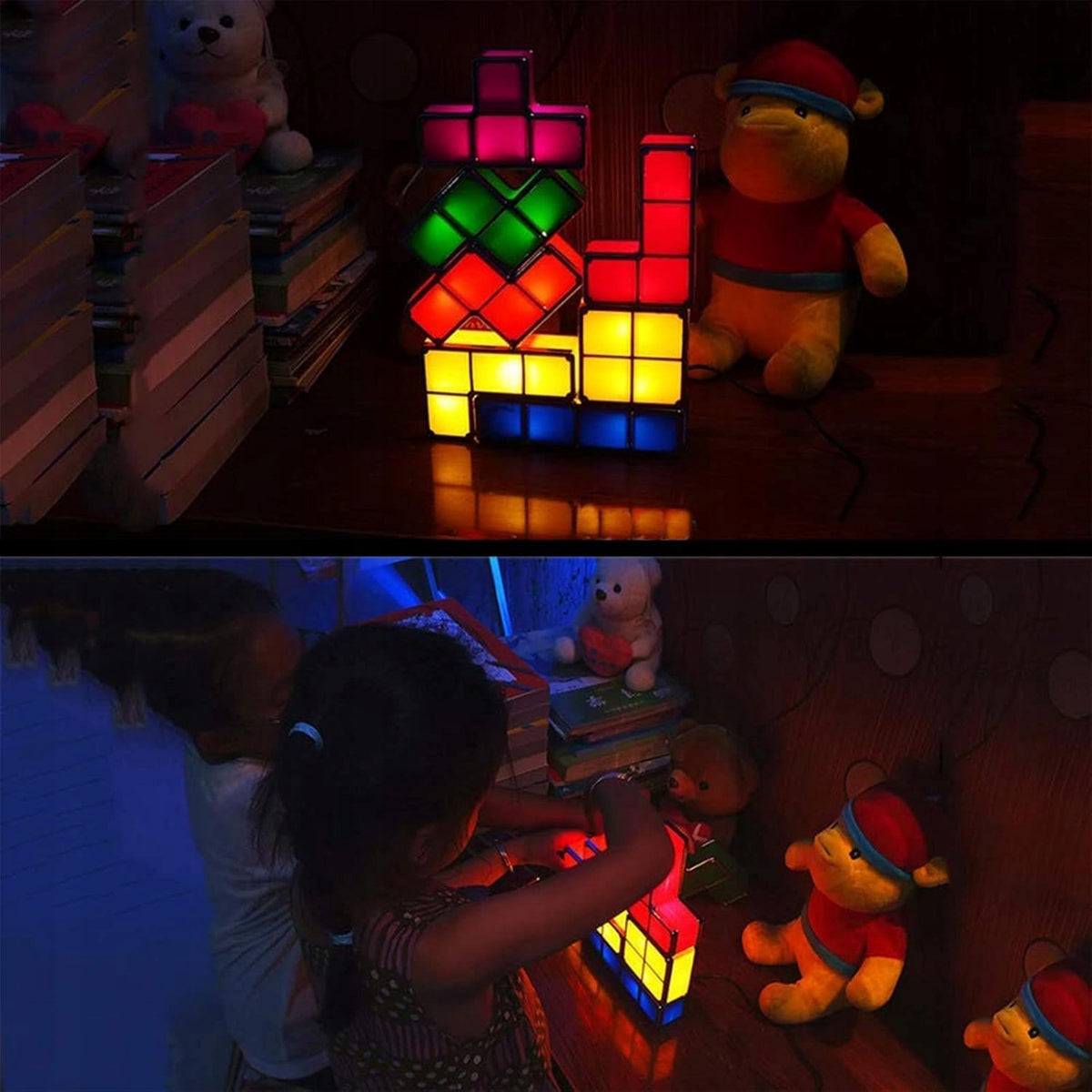 JUSTUP The Magic Block lampka nocna LED 7 elementów 7 kolorów TETRIS