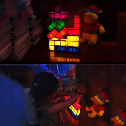 JUSTUP The Magic Block lampka nocna LED 7 elementów 7 kolorów TETRIS