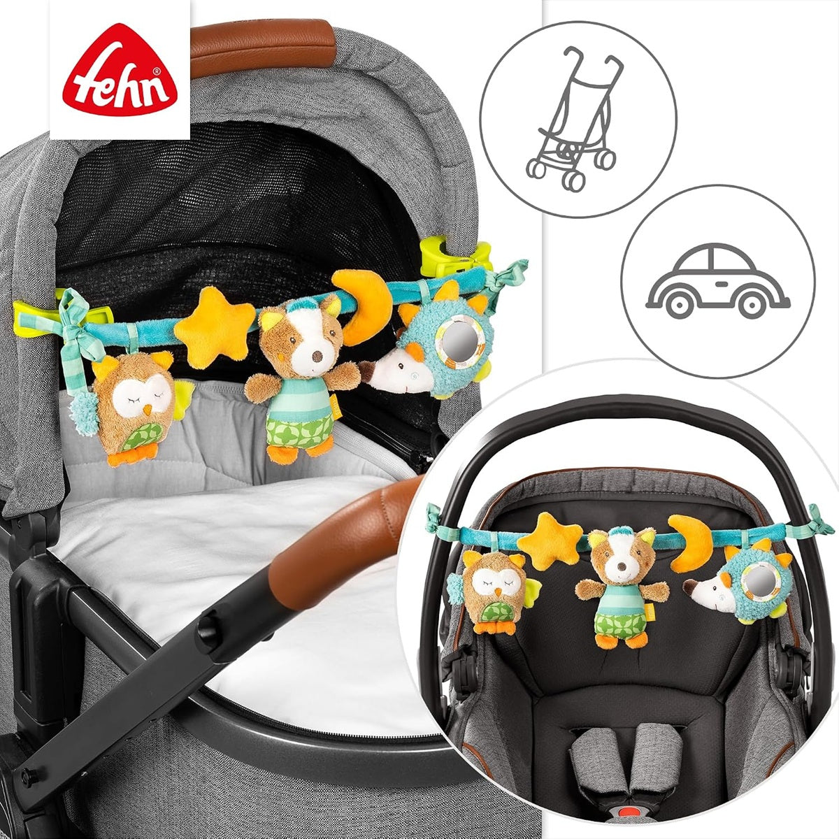 FEHN łańcuch zawieszka do wózka, łóżeczka, fotelika FehnLand ŚPIĄCY LAS 49 cm – zdjęcie produktu 3