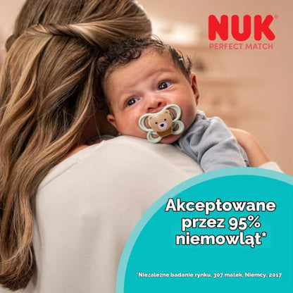 NUK Perfect Match Air Night smoczki uspokajające 0-6m x2 ŚWIECĄCE, akceptowane przez 95% niemowląt