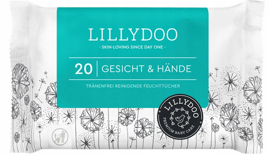 LILLYDOO bezzapachowe chusteczki nawilżane 12 x 60 cm 20 sztuk