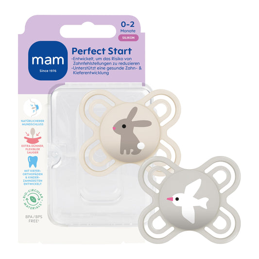 MAM Perfect Start sucette apaisante en silicone 0-2 mois x2