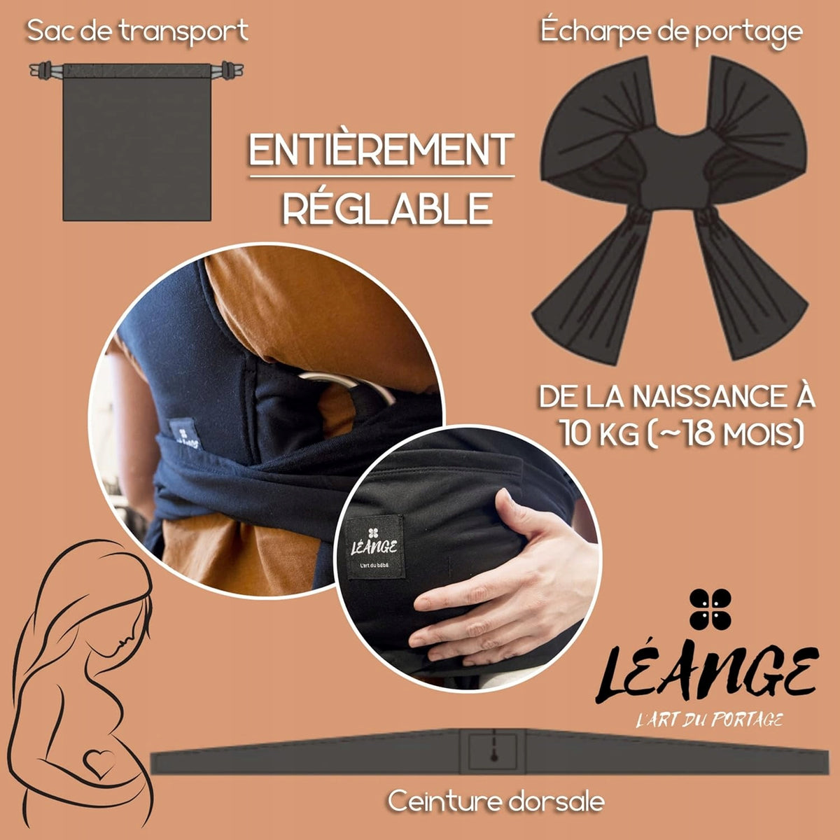 LEANGE chusta do noszenia dziecka 2w1