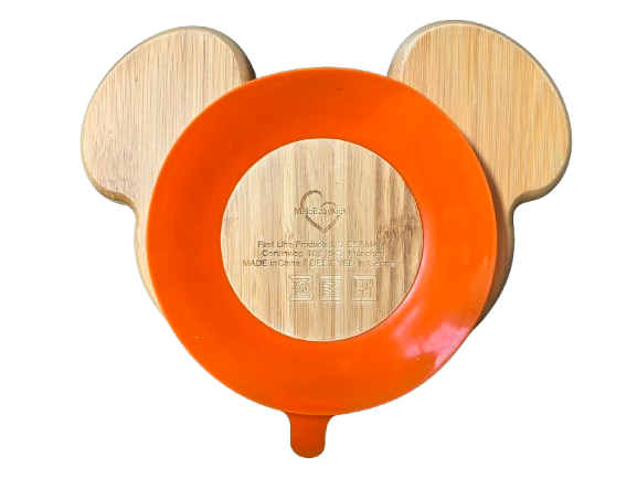 MeloBabyKids bol en bambou avec ventouse SOURIS 18 x 24 cm