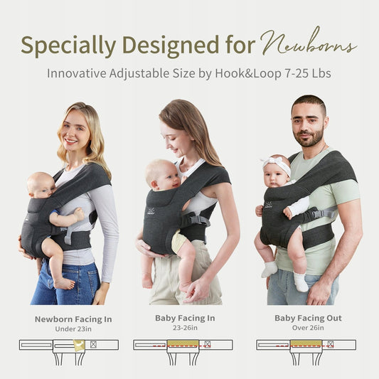 MOMTORY nosidełko ergonomiczne 3 - 12kg dla noworodków i niemowląt, regulowane, noszenie przodem i na zewnątrz
