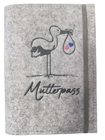 LUXDAG étui en feutre pour carte de grossesse CIGOGNE 14 x 19,5 cm