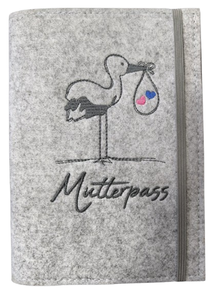 LUXDAG étui en feutre pour carte de grossesse CIGOGNE 14 x 19,5 cm