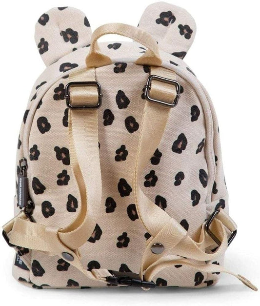 CHILDHOME My First Bag PLECAK dla dzieci LEOPARD beżowy z uszami, regulowanymi paskami i wodoodpornym wykończeniem
