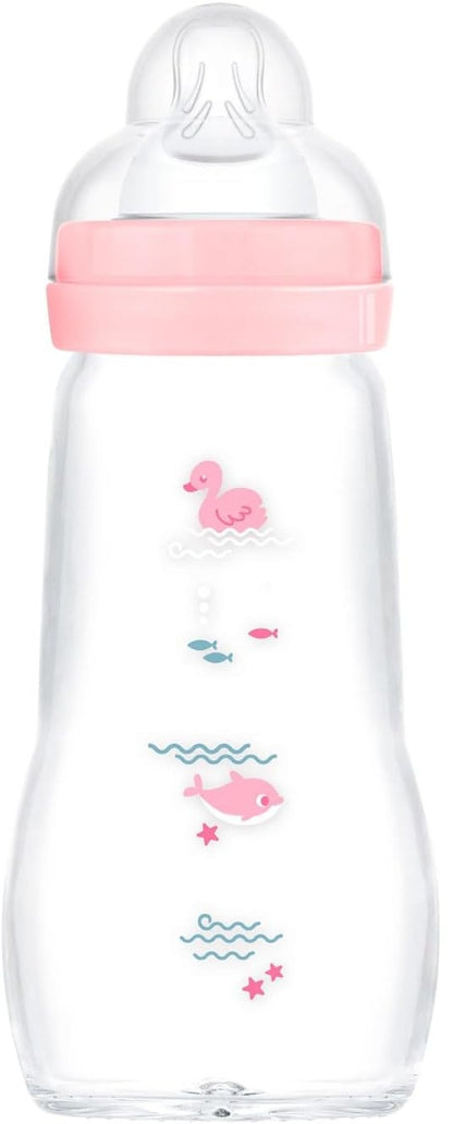 MAM Feel Good biberon en verre 260 ml tétine 2 débit moyen 2 m+ CANARD