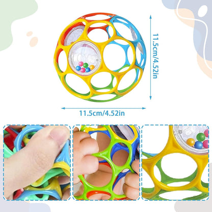 KIKUO Classic Ball, balle de préhension et anneau de dentition avec hochets, 11,5 cm