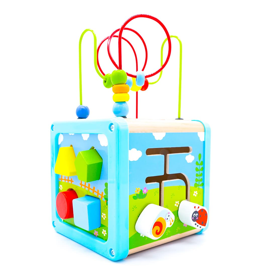 LOTTI & WILL Cube de jeu en bois multifonctionnel pour enfants 18 mois+