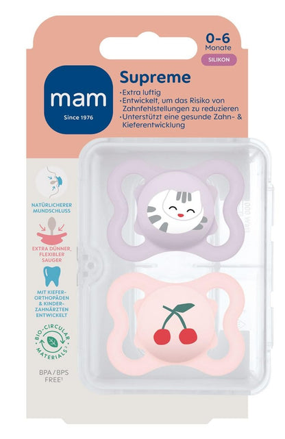 MAM Supreme silicone pacifier 0–6 months x2