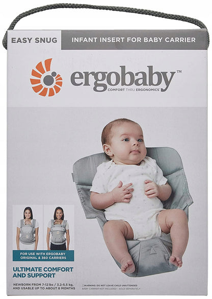 ERGOBABY wkładka do nosidełka Easy Snug, szara wkładka dla noworodka do ergonomicznego noszenia