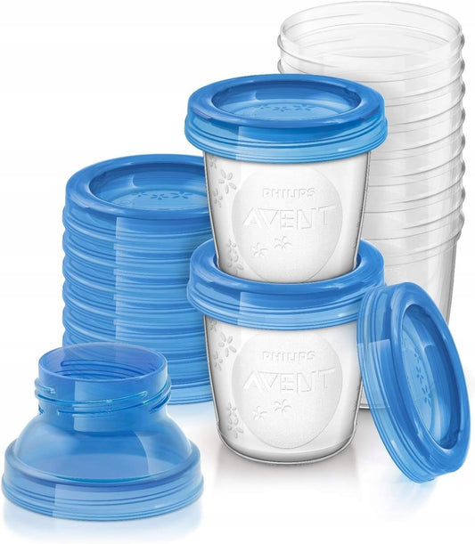 PHILIPS AVENT pojemniki na żywność x10 +adaptery, szczelne kubeczki do przechowywania żywności 180 ml