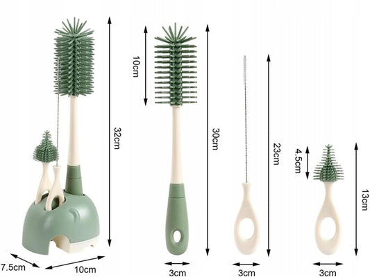 VICLOON 3 en 1 brosses en silicone pour nettoyer les biberons, tétines et pailles 32cm