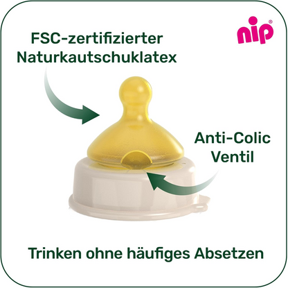 NIP Cherry Green tétine pour biberon M 0+ x2 LATEX