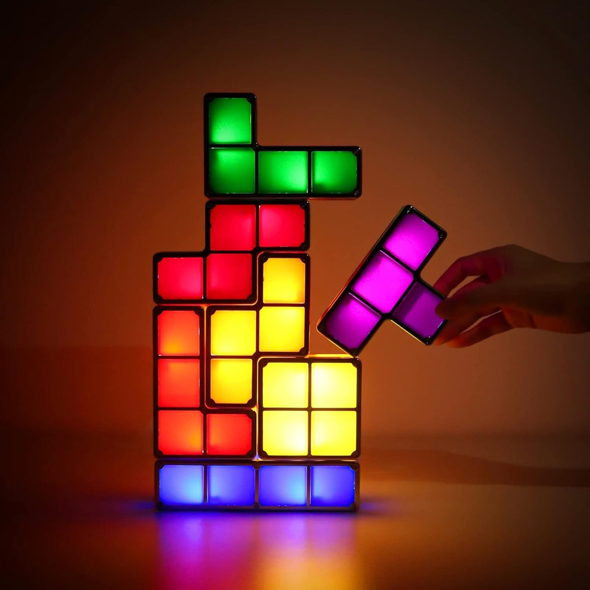 JUSTUP La Magic Block veilleuse LED 7 éléments 7 couleurs TETRIS