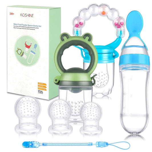 KOSHINE sucette pour fruits 2 pièces 5 embouts + cuillère 125 ml et chaîne
