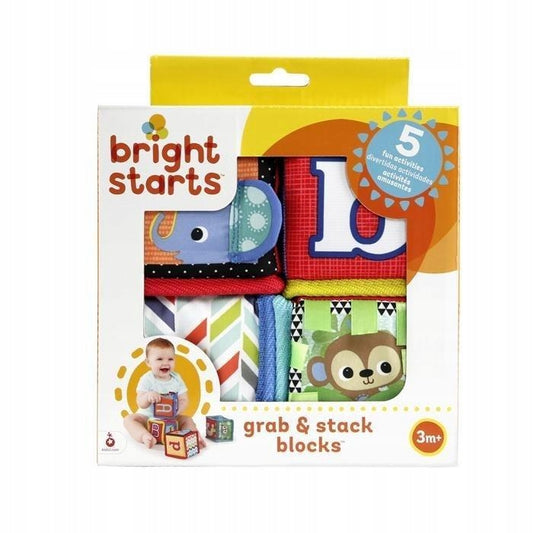 BRIGHT STARTS miękkie klocki edukacyjne GRAB & STACK
