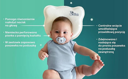KOALA BABYCARE poduszka niemowlęca 0+ poszewka dla niemowląt z dodatkową poszewką, ergonomiczna na plagiocefalię