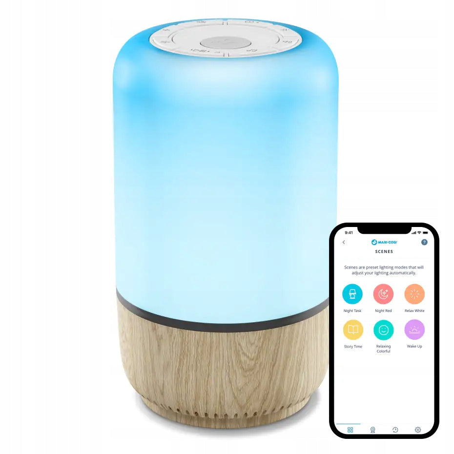 MAXI-COSI Soothe lampka nocna LED z głośnikiem aplikacja Connected Home