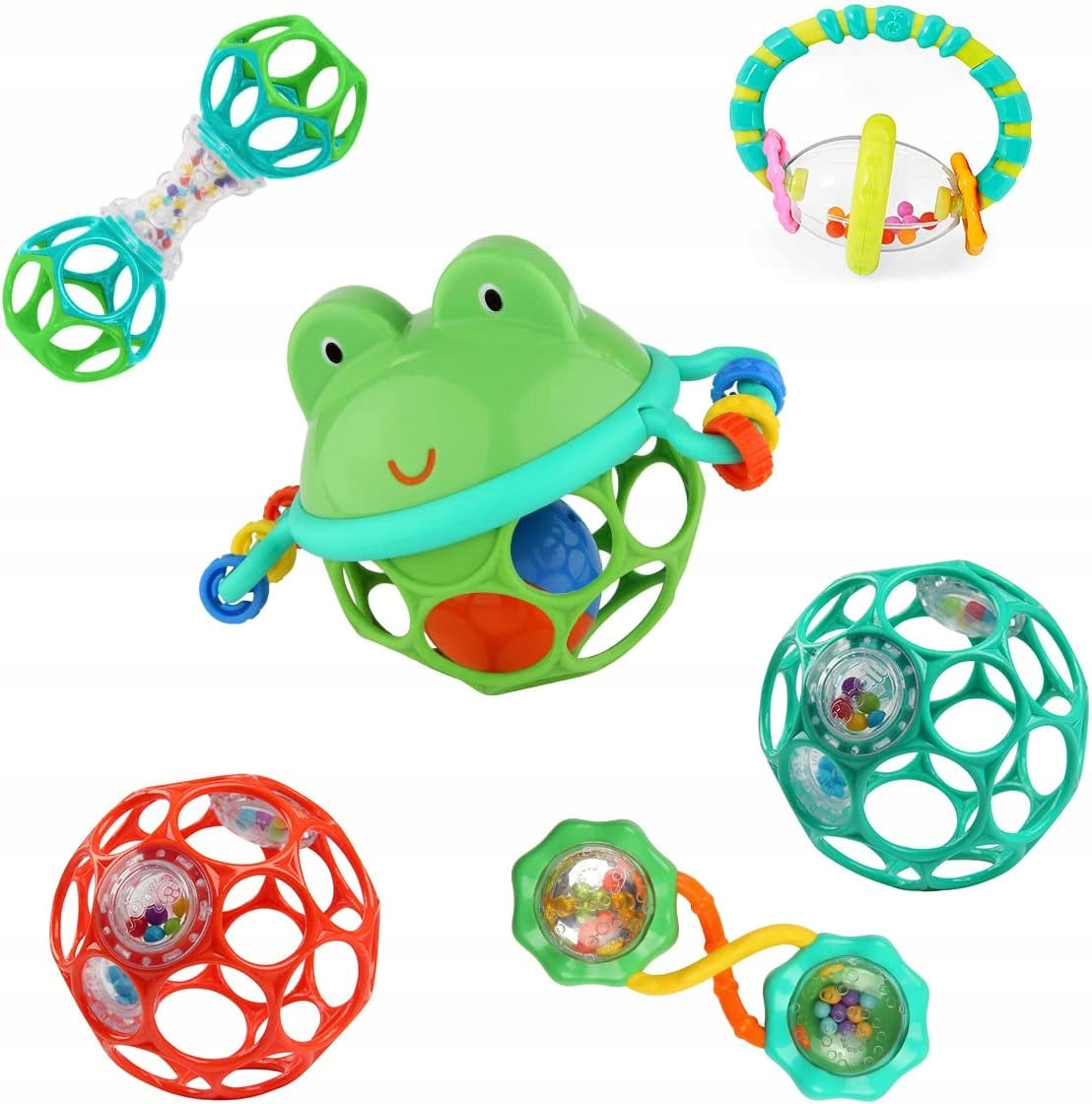 BRIGHT STARTS Little Shakers zestaw zabawek dla niemowląt 6szt. 0+ kolorowe grzechotki i gryzaki dla niemowląt