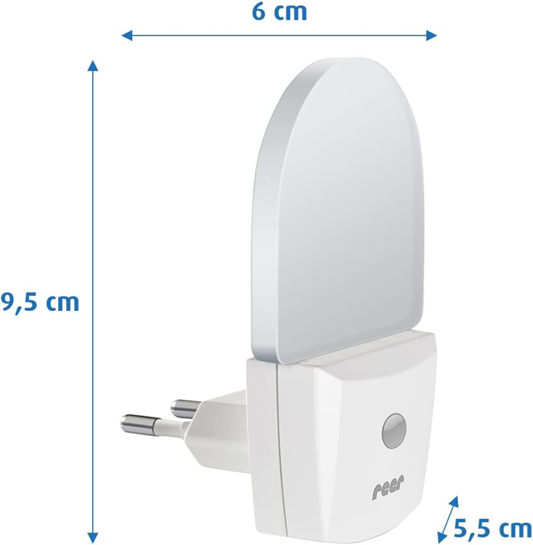REER NightGuide lampka nocna LED do gniazdka, czujnik ciemności 6 x 9,5 cm, biała, 6 cm