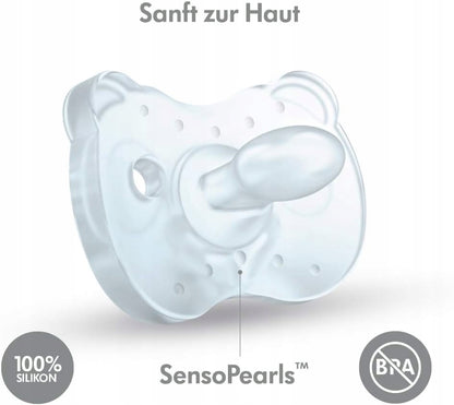 MEDELA smoczek uspokajający x 2 silikon 0-6msc, biało-różowy, 100% silikon, BPA free, SensoPearls