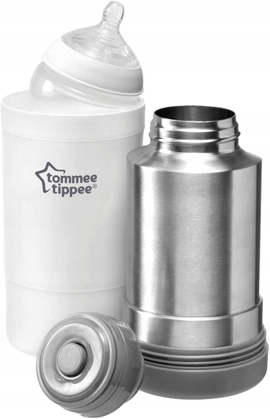 TOMMEE TIPPEE podgrzewacz termos PODRÓŻNY z butelką i nakrętką, stal nierdzewna do karmienia dziecka