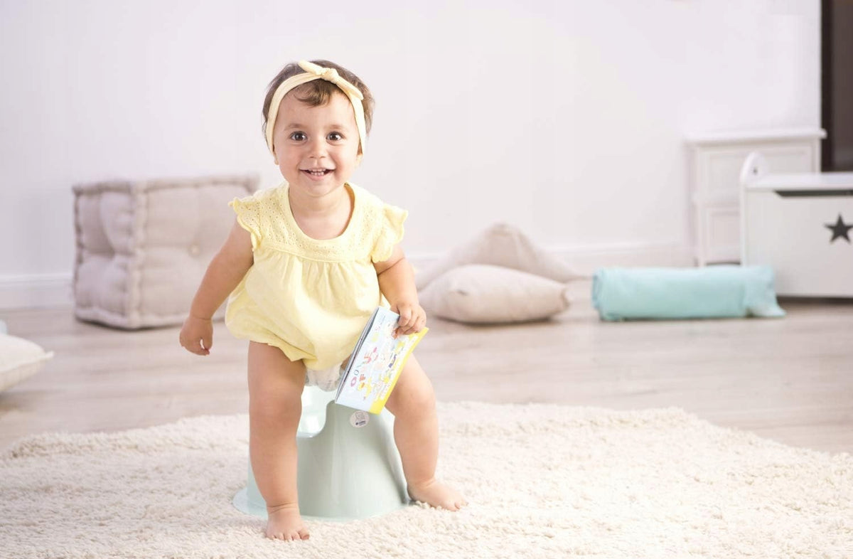 ROTHO TOP Kindertopf nocnik 18 m+ dla dziecka, wygodny niebieski nocnik z osłoną przed rozpryskami