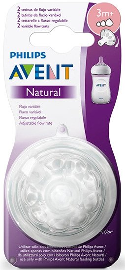 PHILIPS AVENT Natural smoczki 3m+ x2 ZMIENNY PRZEPŁYW