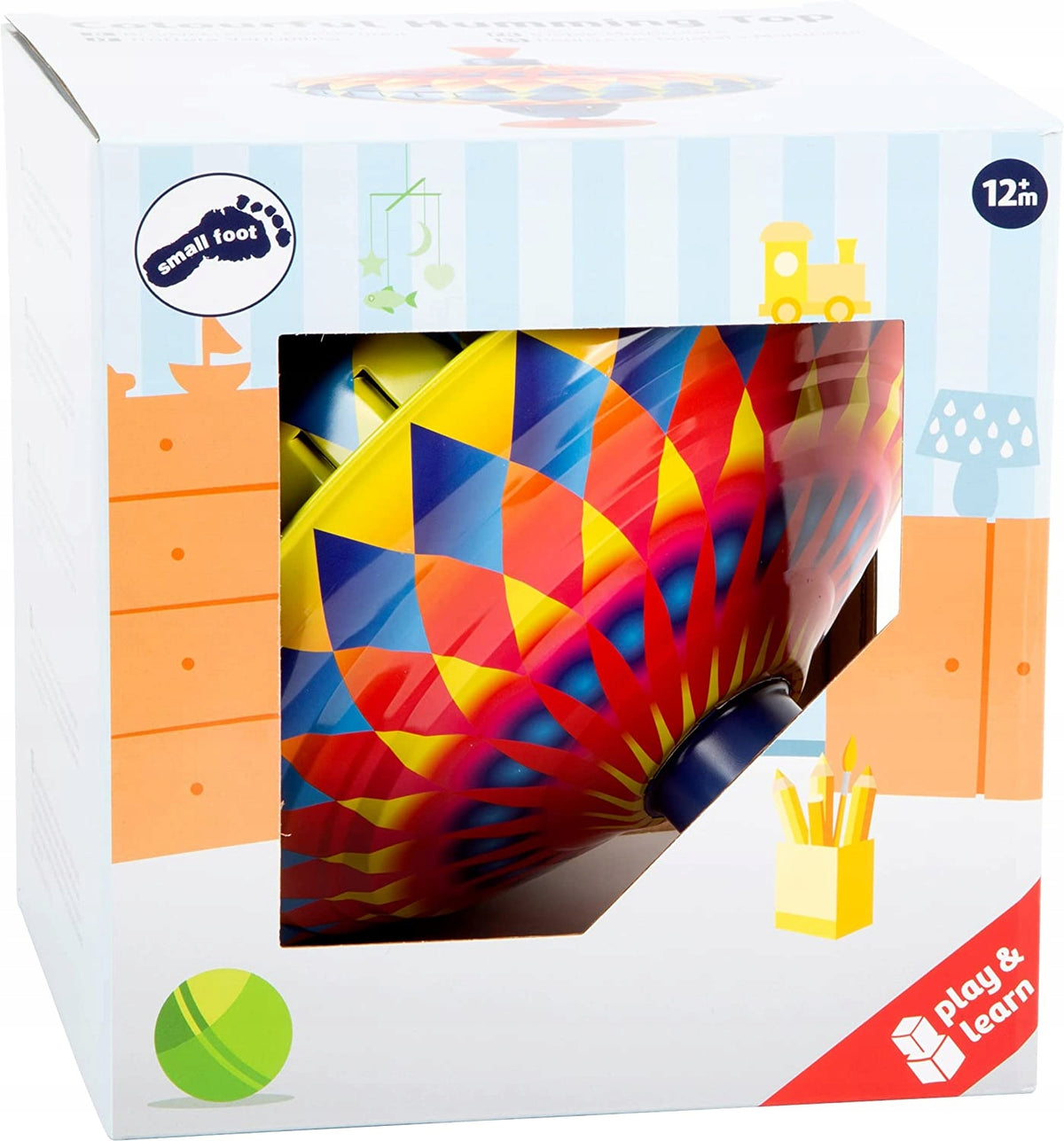 SMALL FOOT metalowy bączek 22 cm 12m+ kolorowy bączek w pudełku dla dzieci
