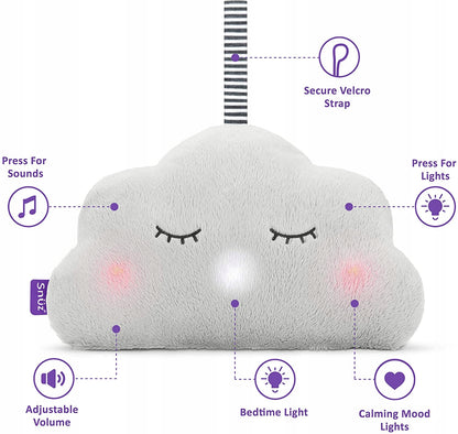 SNUZcloud chmurka USYPIACZ szum BICIE serca, przytulanka z muzyką, światłem i paskiem Velcro