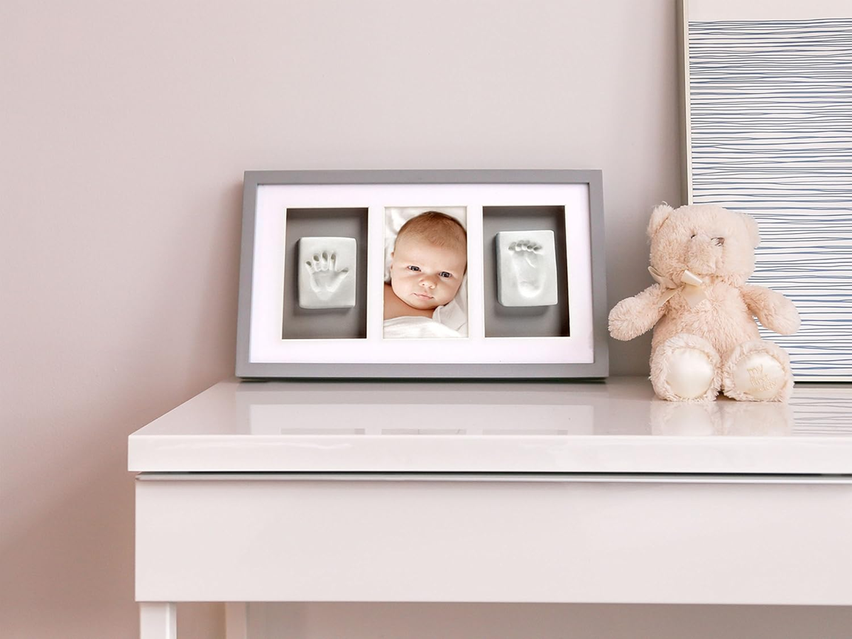 PEARHEAD Cadre photo en bois Deluxe avec empreintes 24 x 42 cm + argile