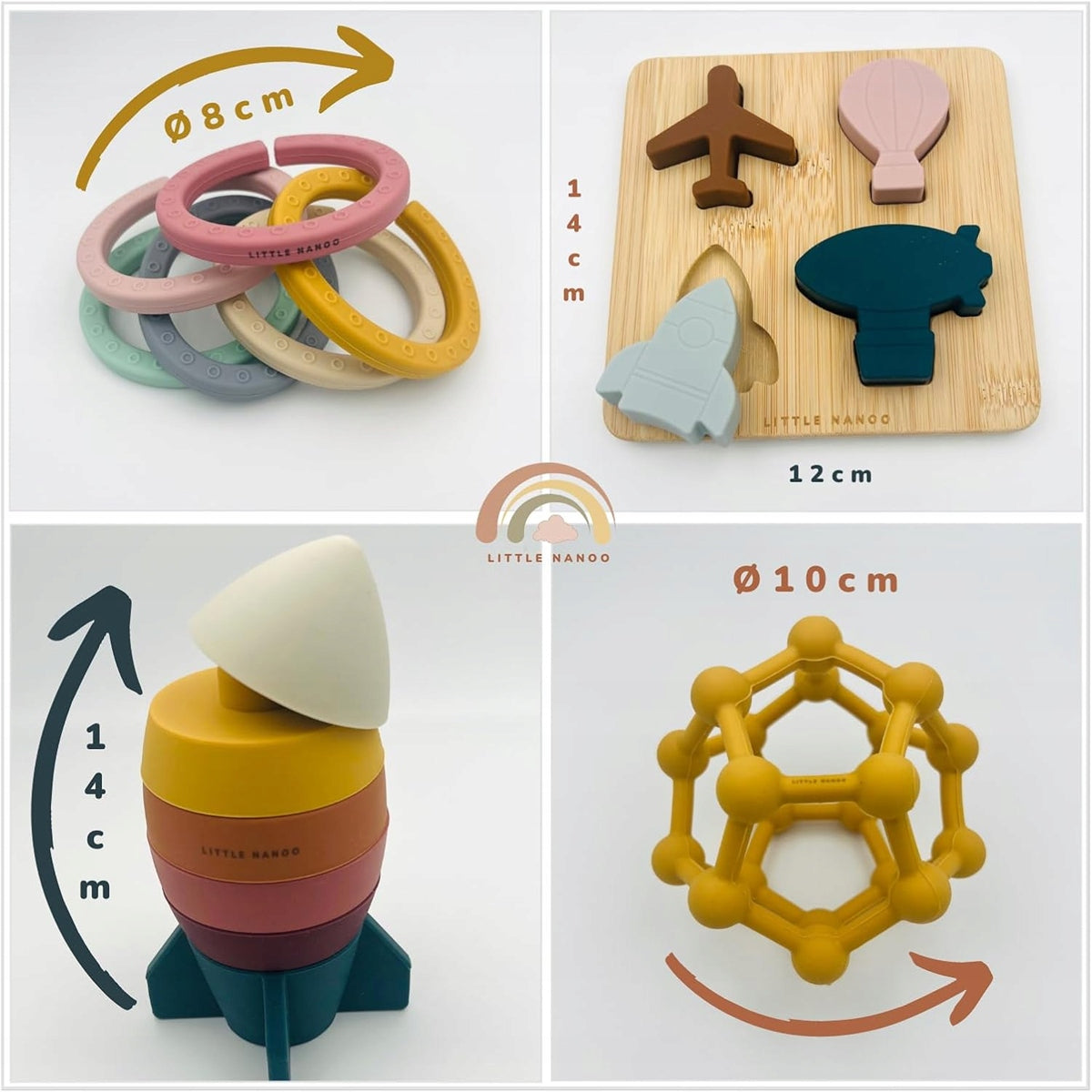LITTLE NANOO zestaw silikonowych zabawek sensorycznych 18 elementów 6 m+ – zdjęcie produktu 2