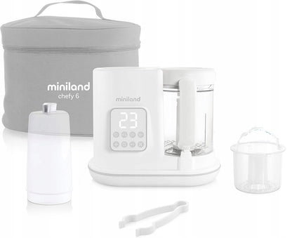 MINILAND Chefy 6 robot de cuisine 6-en-1 cuiseur vapeur mixeur + pince doseur sac