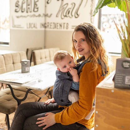 HOPPEDIZ Bondolino Plus nosidełko ergonomiczne, szare melanżowe, miękkie nosidło dla dziecka