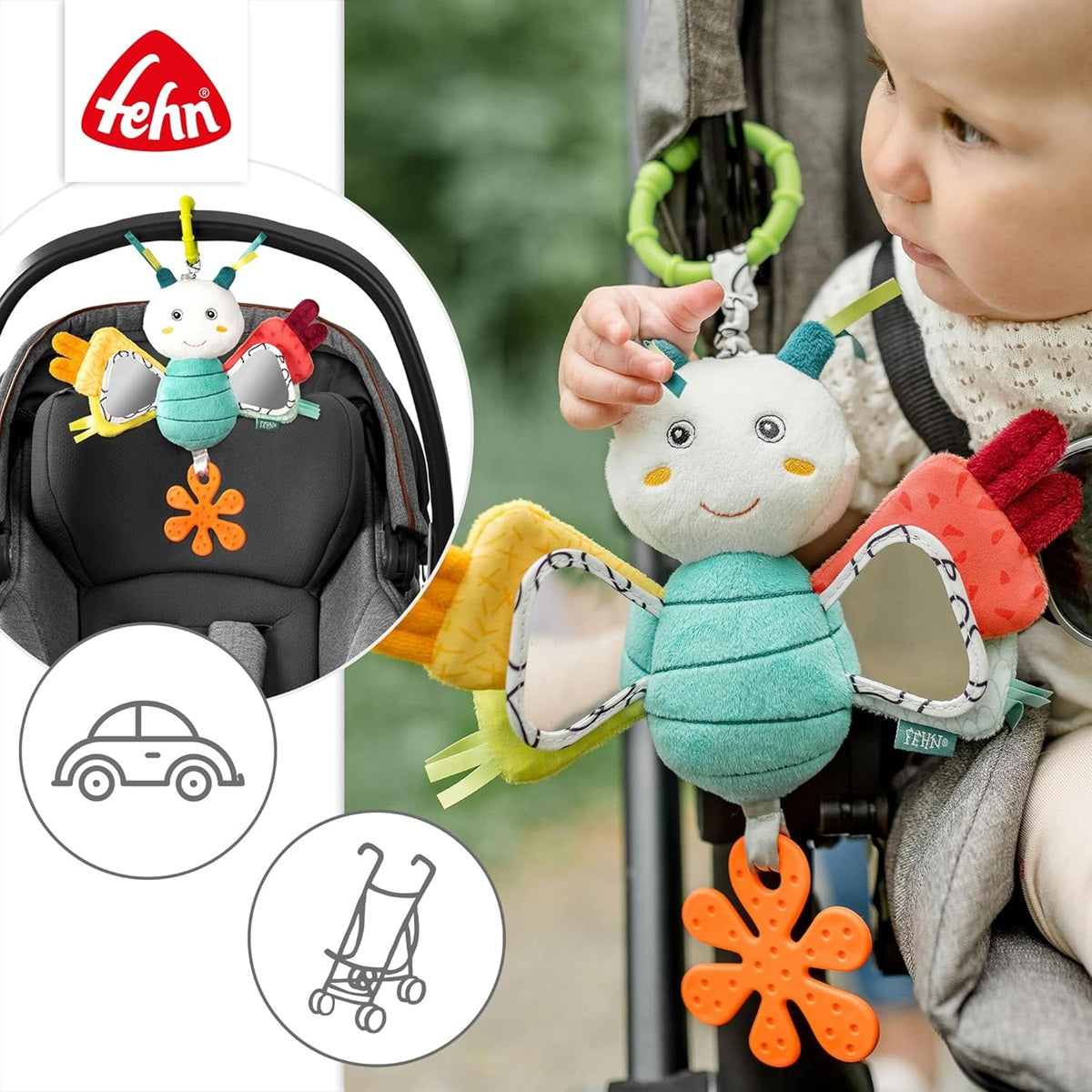 FEHN suspension avec vibrations pour poussette lit siège papillon 23 cm