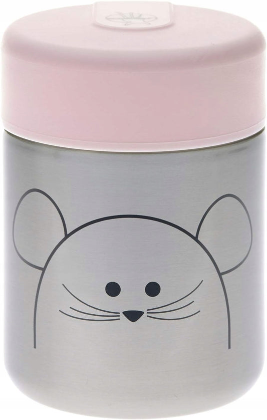 LASSIG Food Jar TERMOS OBIADOWY stal nierdzewna 315 ml różowy z motywem myszki