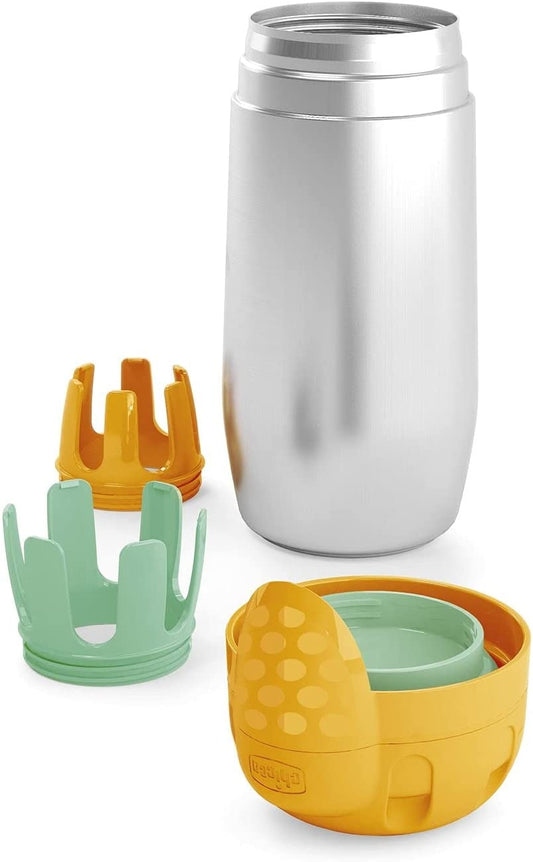CHICCO termos ze stali + 2 wkładki do butelek 2, nietłukący pojemnik termiczny 0+, stal nierdzewna, BPA free