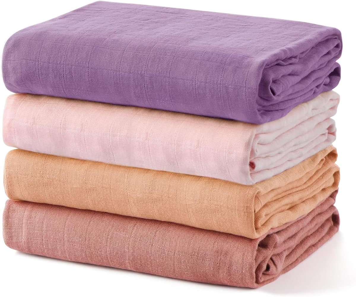 MOMCOZY langes en mousseline x4 bambou coton 120x120
