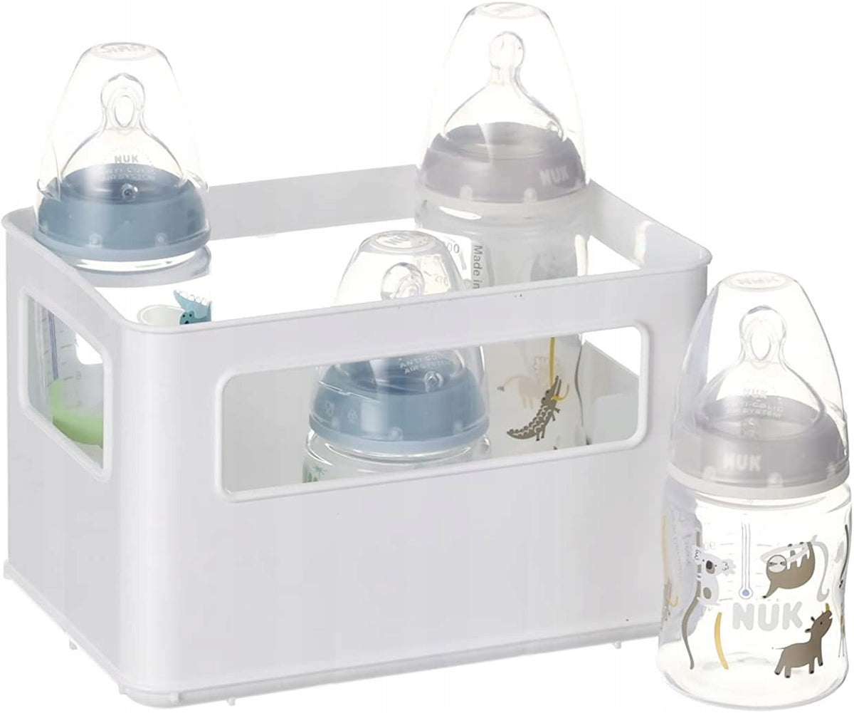 NUK First Choice+ zestaw startowy 4 butelki + koszyk organizer 0-6 m